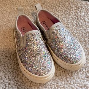 Cat and Jack Glitter slip on shoes Toddler size 8